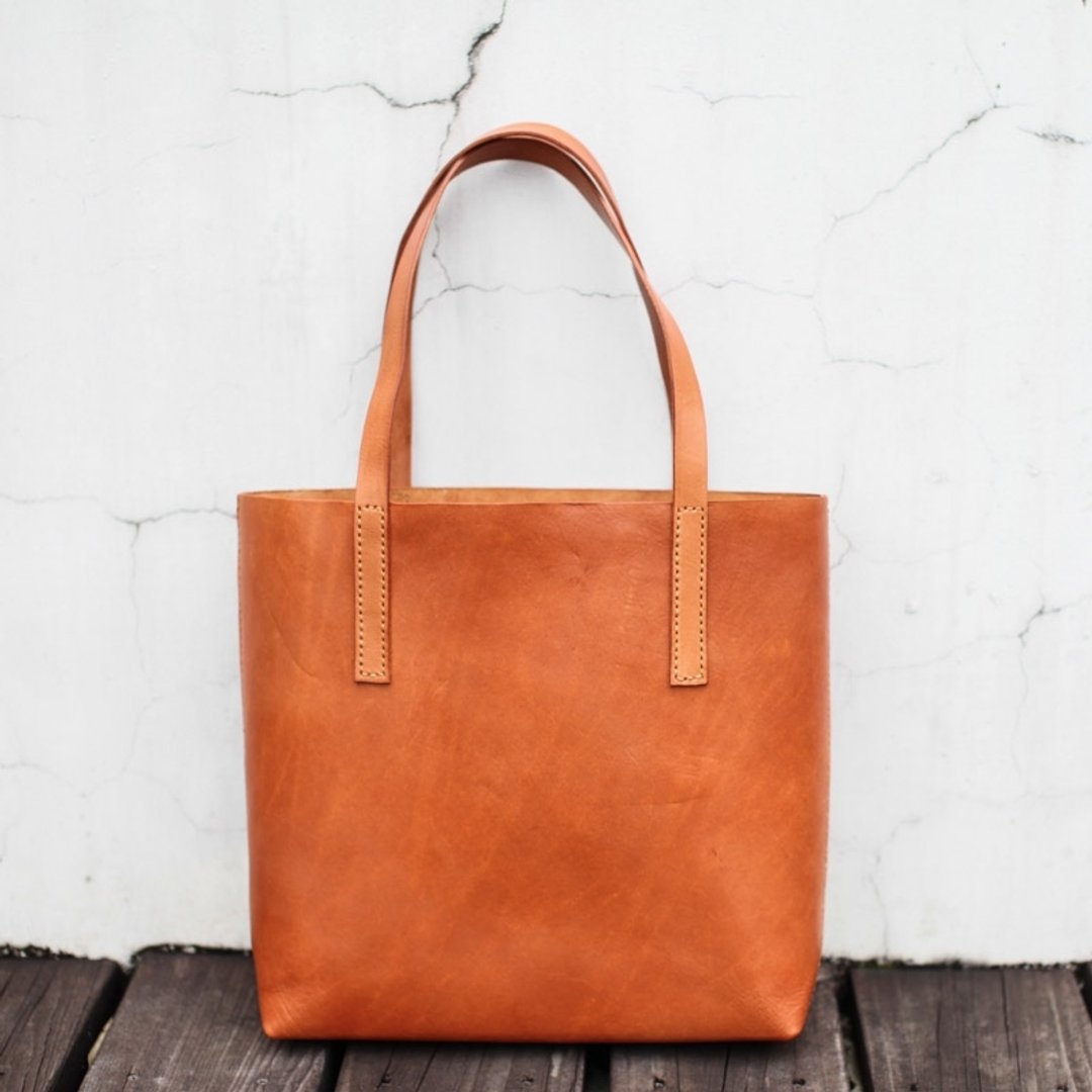 全手工简约植鞣真皮牛皮肩背托特 tote 包 - 侧背包/斜挎包 - 真皮 多色