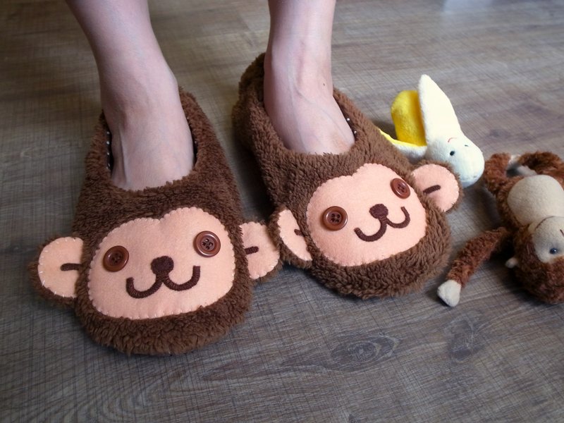 boboSARU 带着波波猴去旅行  室内旅行布拖鞋 (成人款) - 室内拖鞋 - 聚酯纤维 咖啡色
