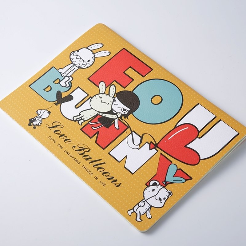 《Foufou》A5插画笔记本 - Love Balloon(格纹+空白) - 笔记本/手帐 - 纸 黄色