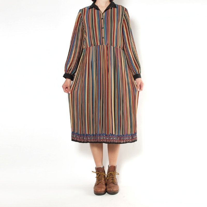 │moderato│彩色条纹个性古着洋装│礼物.森林复古.女朋友.独特.文艺 - 洋装/连衣裙 - 其他材质 多色