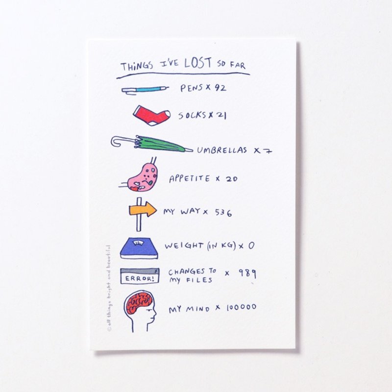 丢失的东西 明信片 - 卡片/明信片 - 纸 多色