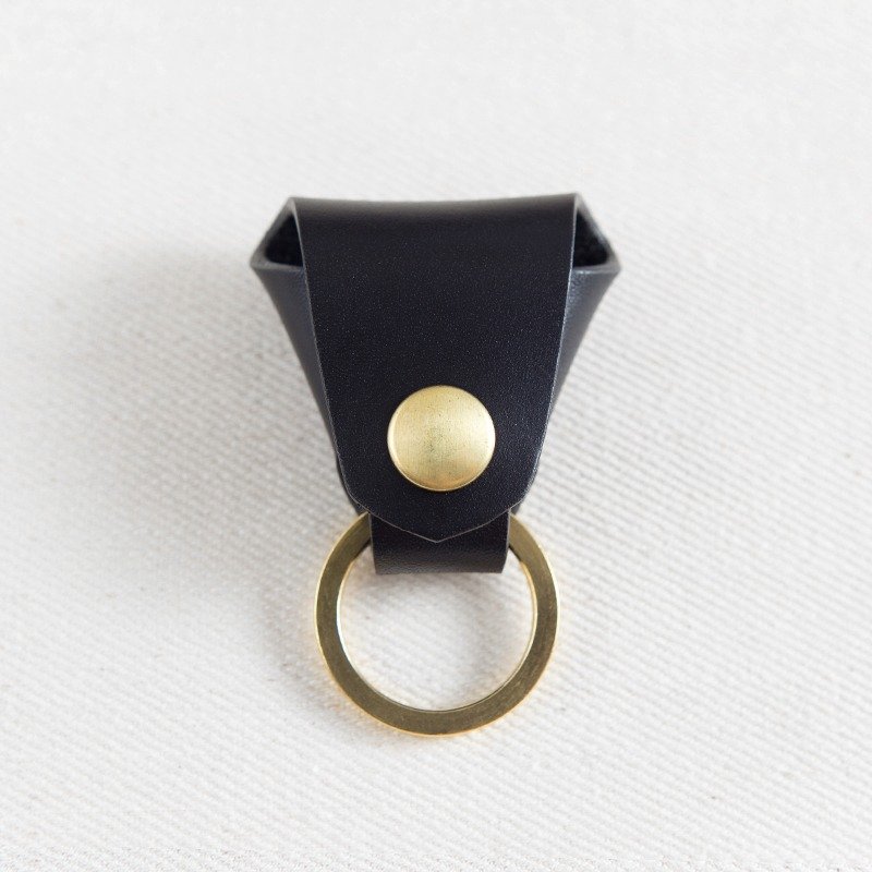 吉他拨片皮套 零钱钥匙圈(墨黑) - 钥匙链/钥匙包 - 真皮 黑色