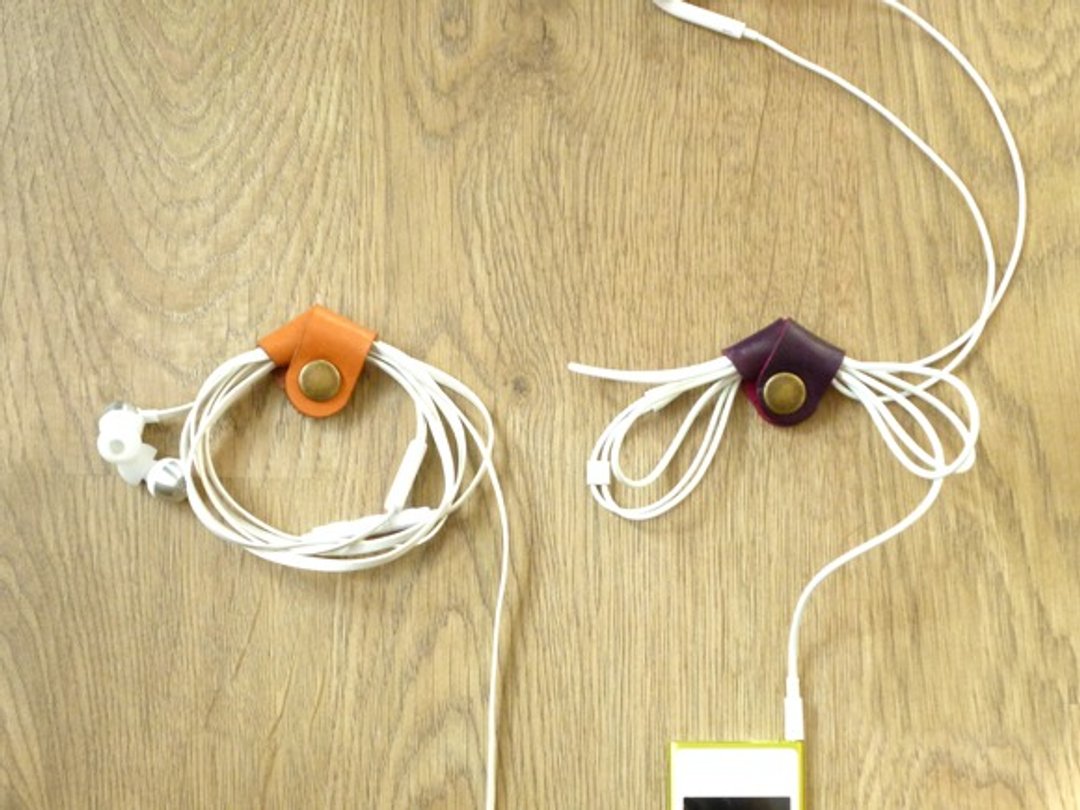 耳机线收纳 x EarPhone 全手工皮扣 (2入组合) (免费刻字) - 耳机 - 真皮 