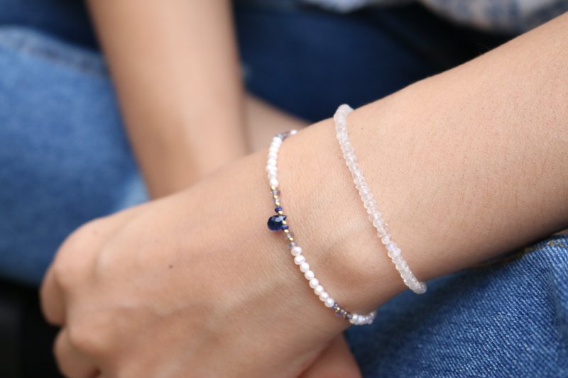 <☞ HAND IN HAND ☜> 堇青石- 小雨点 手链 (0724) - 手链/手环 - 宝石 蓝色