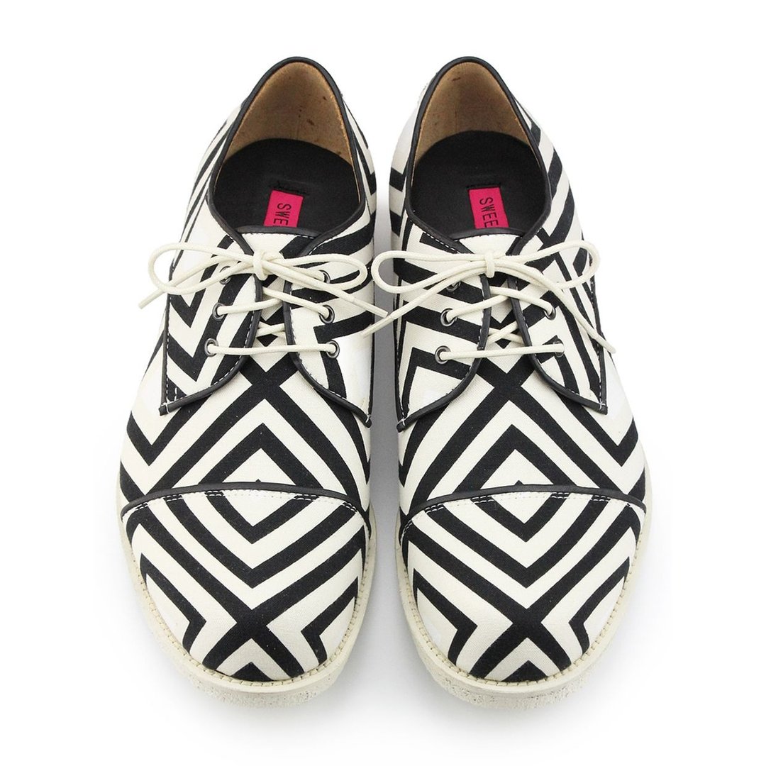 LIGHT UP M1126AA Black Geometry Derby Sneakers - 男款休闲鞋 - 棉 黑色
