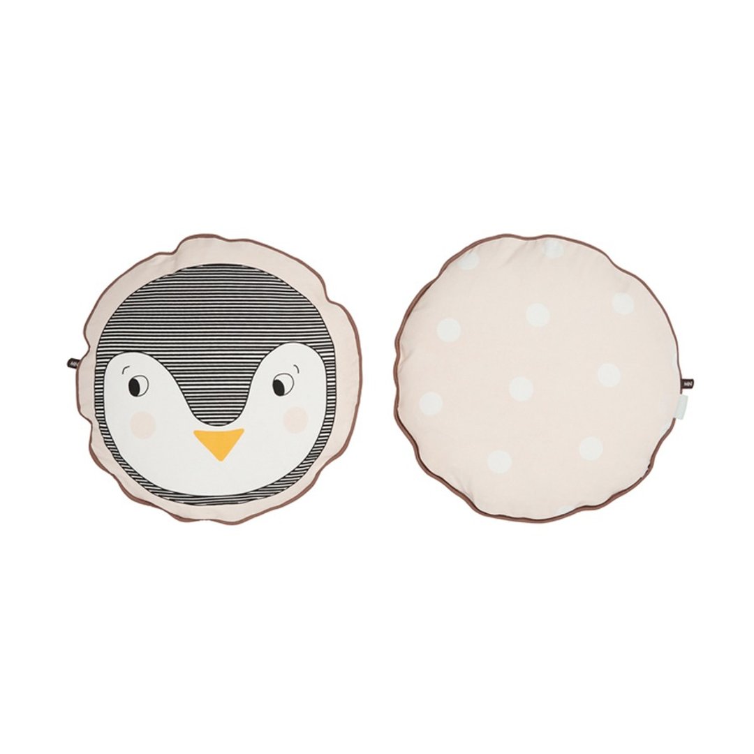 圆形印花抱枕 - Penguin | OYOY - 枕头/抱枕 - 棉．麻 粉红色