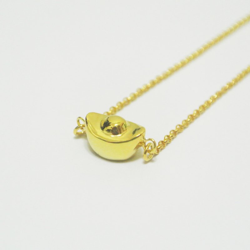 《过年特别推荐》迷你金色元宝  纯银项链(纯银镀正18K金版) - 项链 - 其他金属 黄色