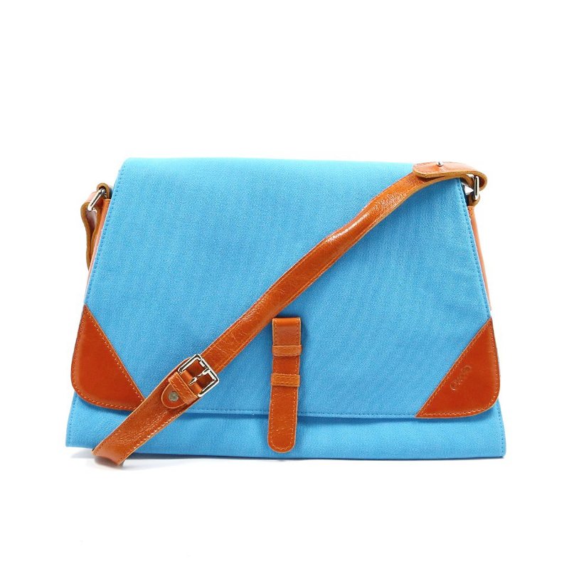【Quote Studio】信件包 :: 天蓝色 :: - 侧背包/斜挎包 - 真皮 蓝色