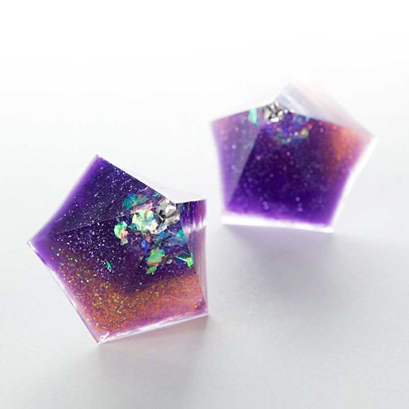 Pentagon Pierce (Orchid) - 耳环/耳夹 - 其他材质 紫色