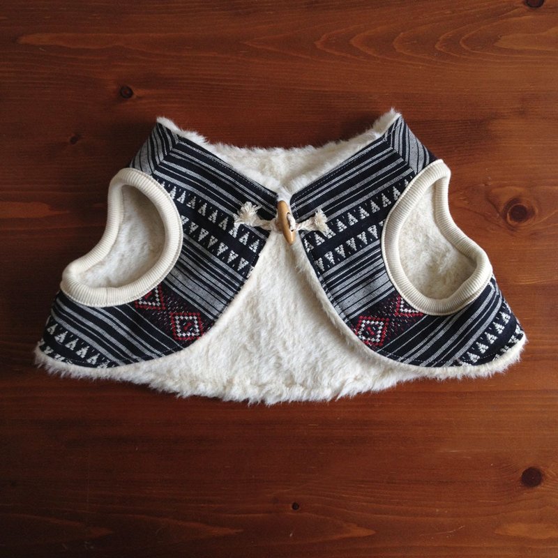 *给狗狗的*  北欧 原住民风毛背心(个性黑) L 号 - 衣/帽 - 其他材质 黑色