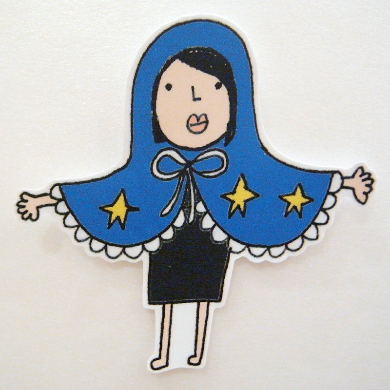 斗篷少女大贴纸 - 贴纸 - 纸 蓝色