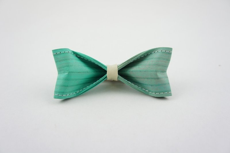 十分设计 手工制作双色领结（纸领结、蝴蝶结、领带）《条纹 灰蓝绿双色》【礼物/男朋友/婚礼/喜宴打扮/中性】 - 领带/领带夹 - 防水材质 绿色