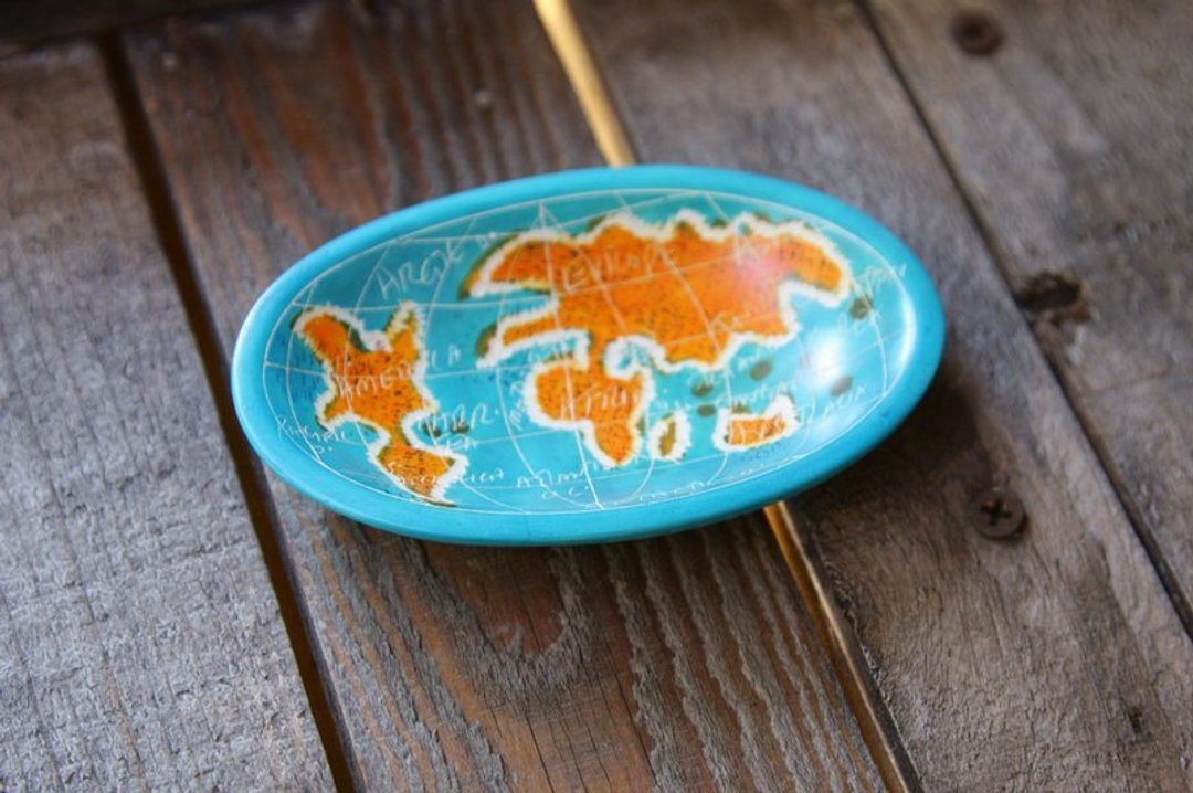 肥皂石小碟  世界地图 - 摆饰 - 宝石 蓝色
