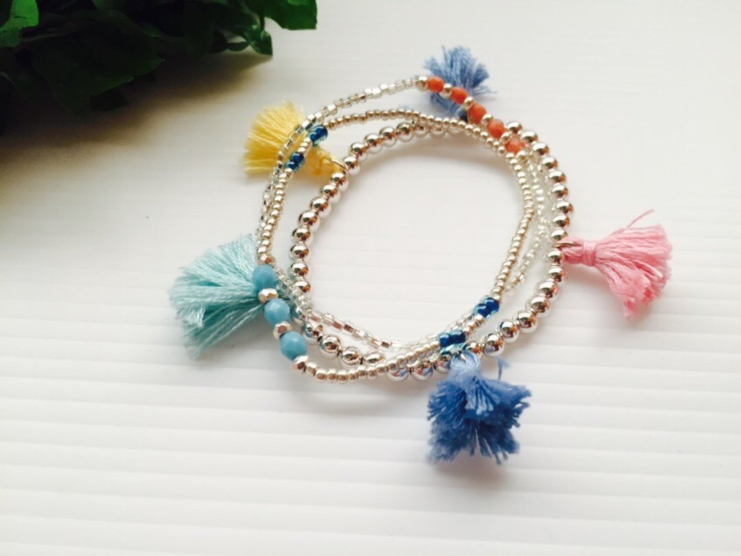 A Bead 手工多色流苏珠手链 - 手链/手环 - 其他材质 多色