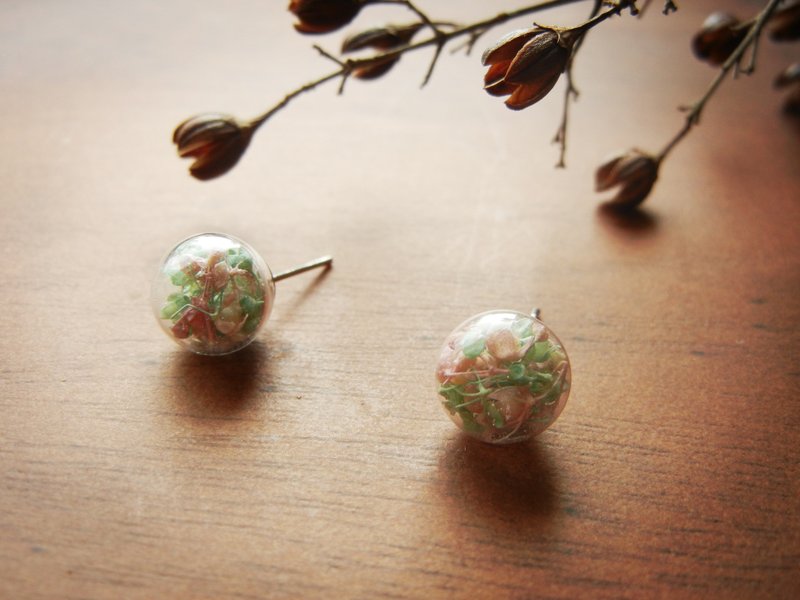 *coucoubird*马卡龙小花耳环/抗过敏耳针 - 耳环/耳夹 - 玻璃 多色