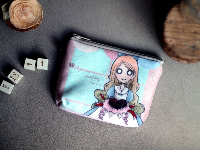 夹层零钱包 l 原创Alice爱丽丝插画 l 巧克力Alice款 - 零钱包 - 其他材质 粉红色