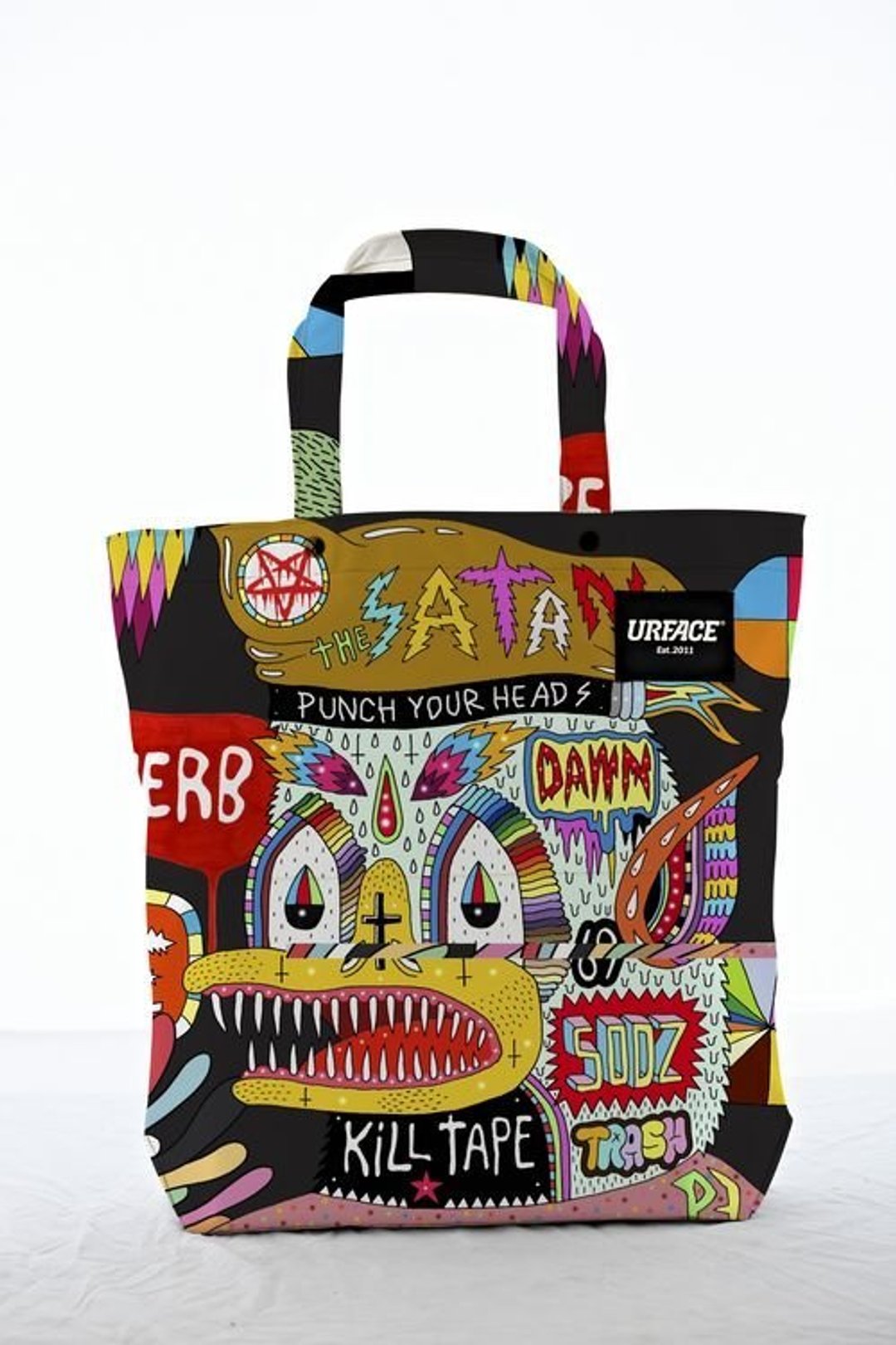 【URFACE】2nd Artist Series / P7 设计限量款Shopping Bag / 黑 - 手提包/手提袋 - 防水材质 黄色