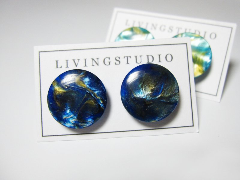 手工耳环 ✦ 水星 - 耳环/耳夹 - 塑料 蓝色