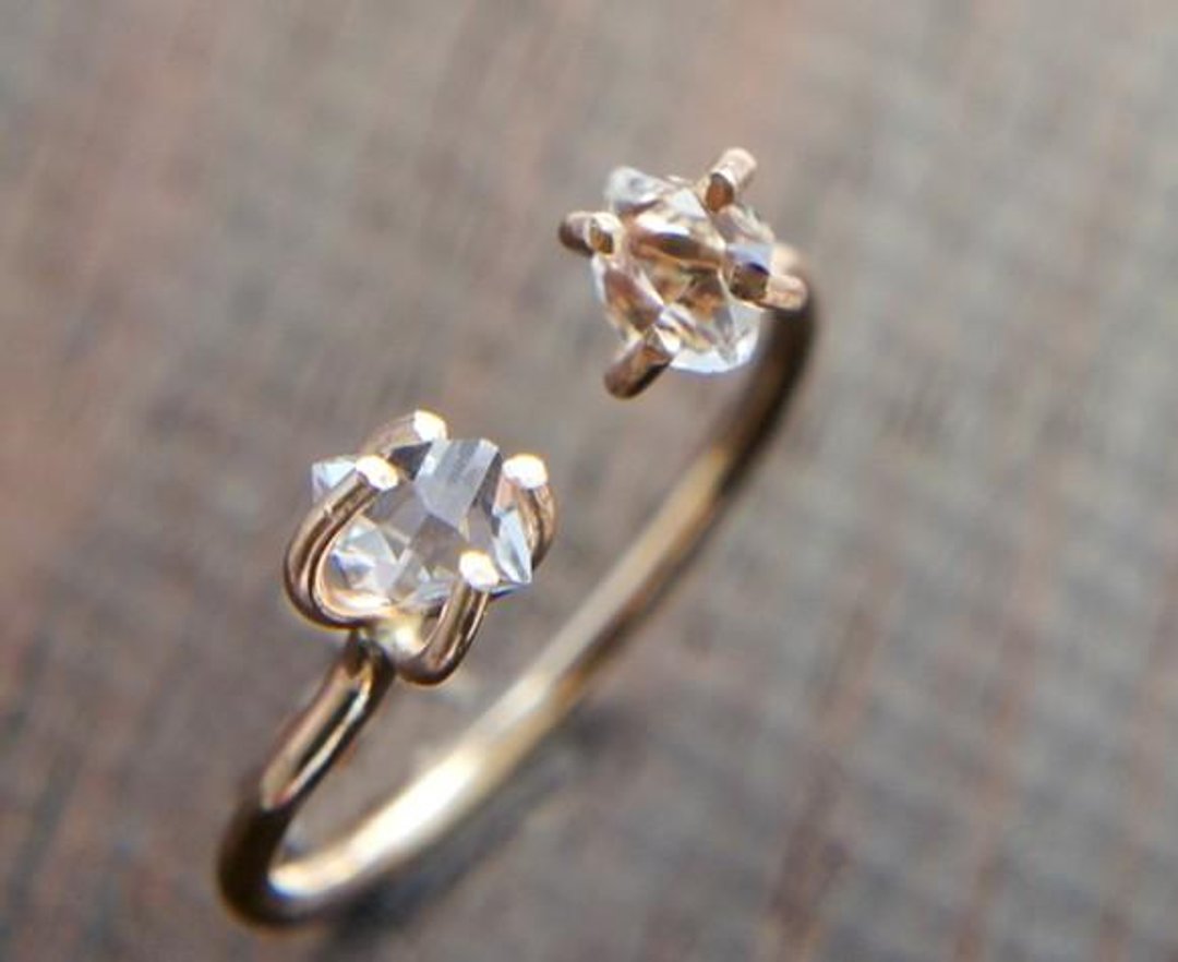 Herkimer Diamond open ring of 14kgf - 戒指 - 宝石 白色