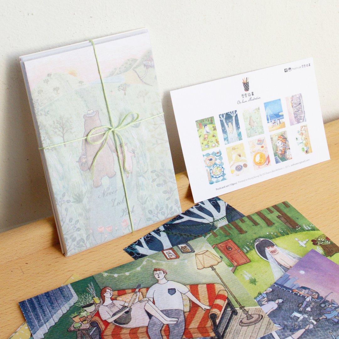 少量制《奥奥插画水彩名信片》套装（1set 10pcs） - 卡片/明信片 - 纸 