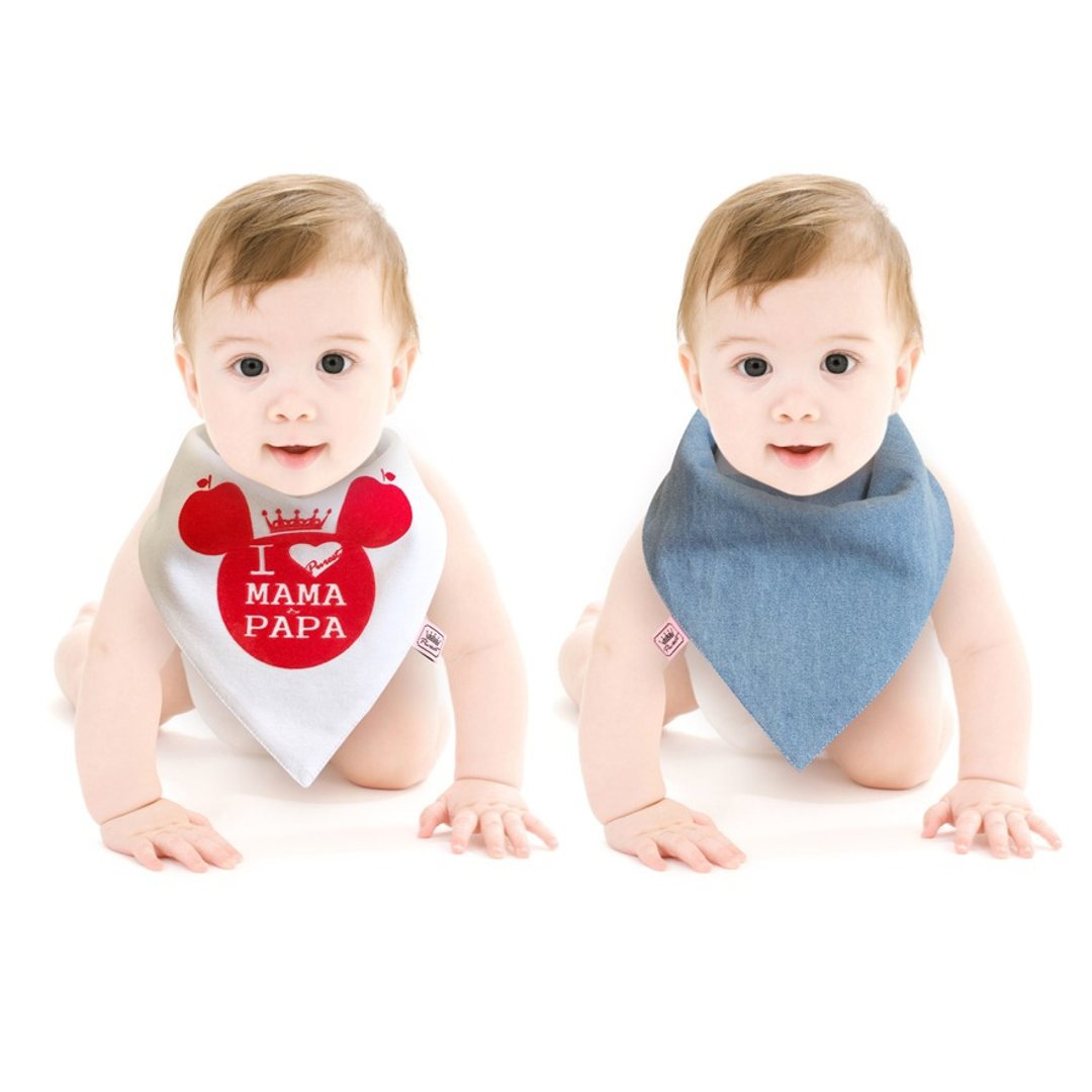 PUREST baby collection 【我爱爸妈苹苹安安】双面用围兜领巾 - 围嘴/口水巾 - 其他材质 