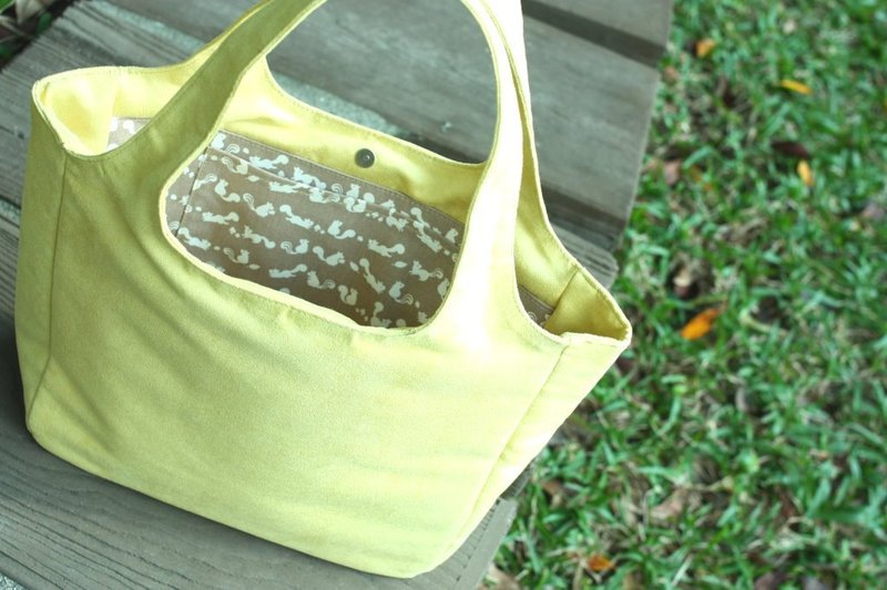 Chez。城市系列　轻松托特－柠檬黄x灰松鼠－最后数量 - 侧背包/斜挎包 - 其他材质 橘色