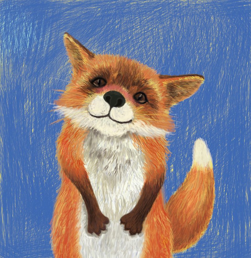 动物园 | 小狐狸讨抱抱  手绘 插画 抱枕套 不含枕心 入厝礼物 - 枕头/抱枕 - 棉．麻 蓝色