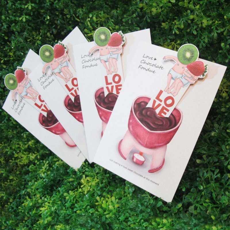 【情人巧克力锅 】卡片 - 卡片/明信片 - 纸 粉红色