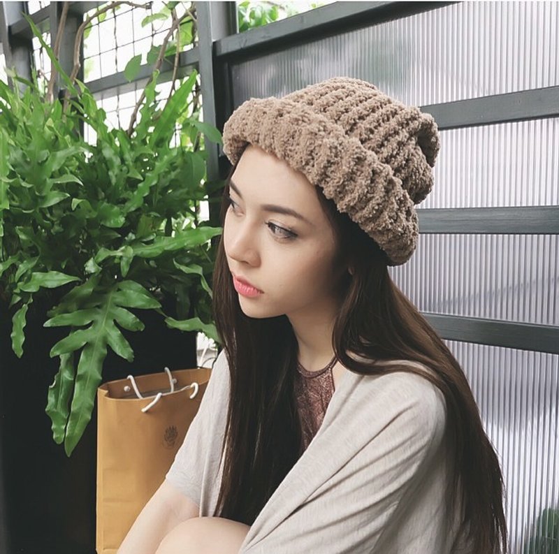 棕色毛线帽子 - 帽子 - 其他材质 咖啡色