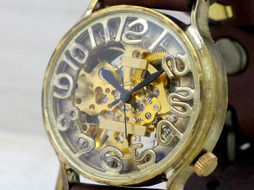 Handcrafted Watch HandCraftWatch Manual winding Brass JUMBO36mm (BHW060 GD / BR) - 女表 - 铜/黄铜 金色