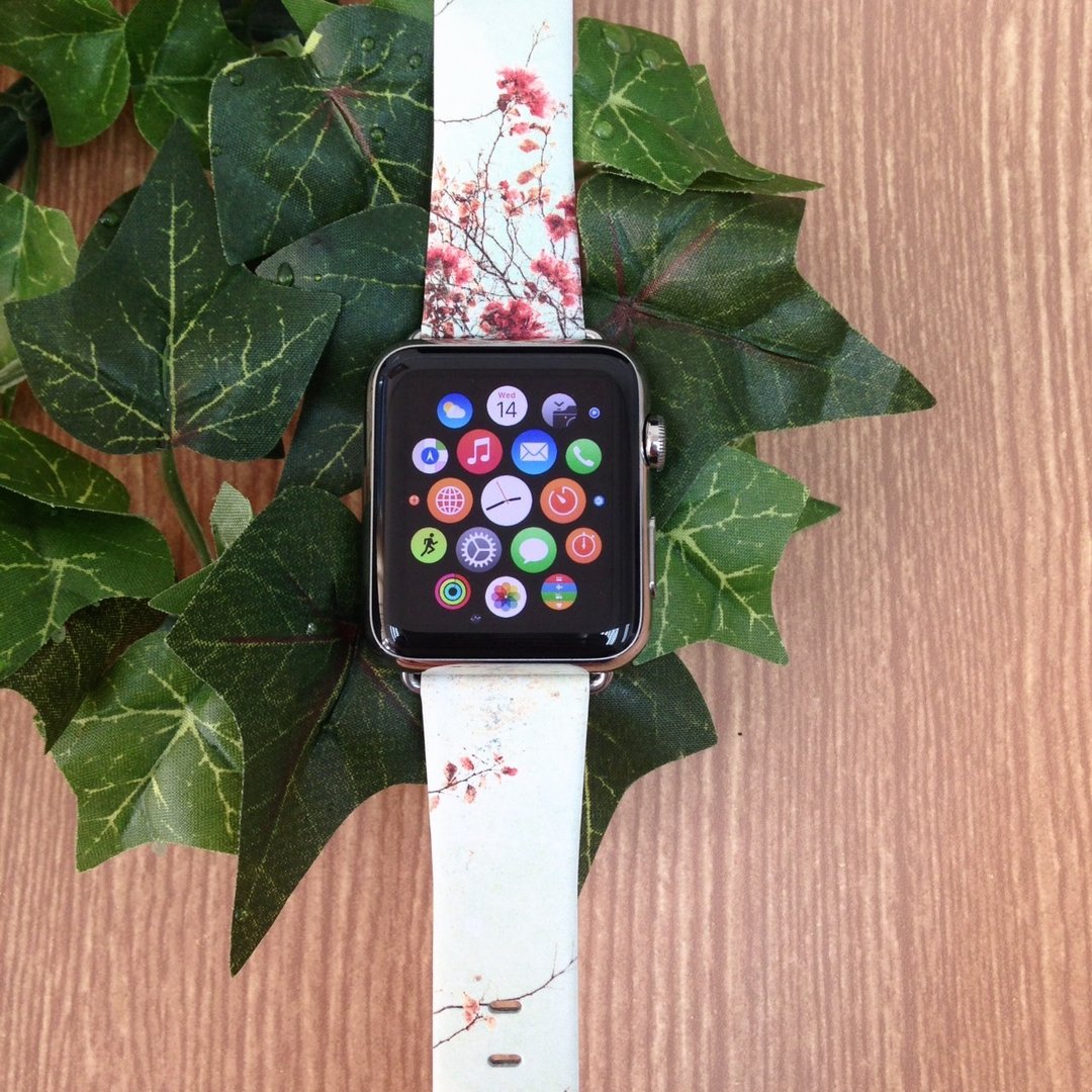 Apple / Samsung Watch 樱花图案表带适合任何型号 -24 - 表带 - 其他材质 粉红色