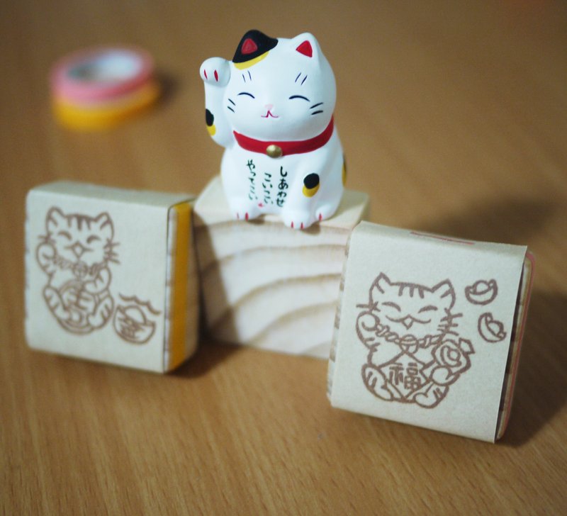 手刻橡皮章_招财猫(单位:1) - 红包/春联 - 橡胶 橘色