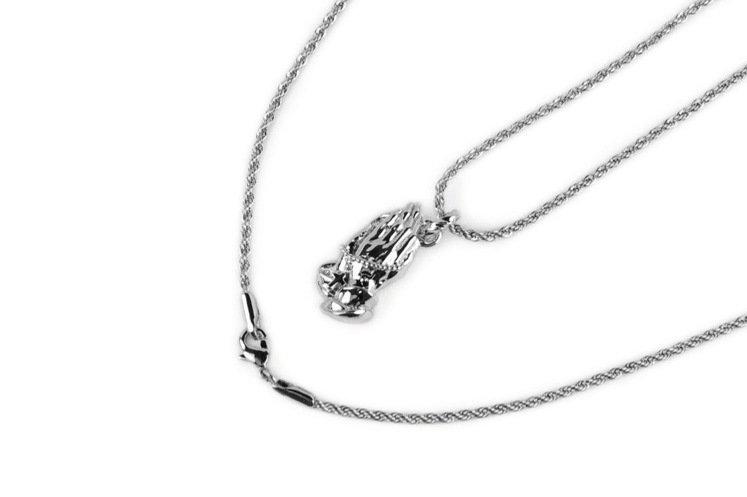 【METALIZE】PRAY HAND NECKLACE 祈祷手项链(白金色) - 项链 - 其他金属 