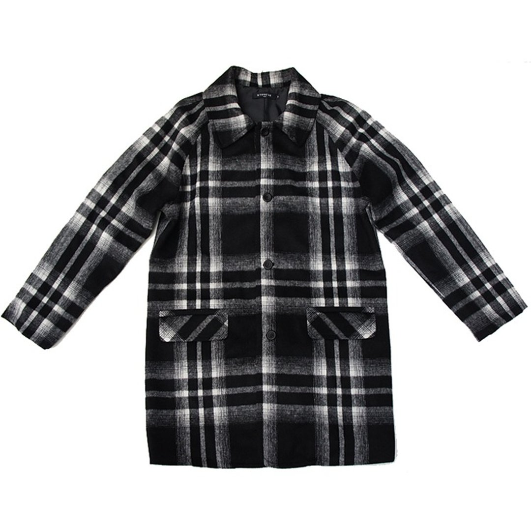Stone'As Plaid Wool Coat / 格子 格纹 毛料大衣 黑 - 男装外套 - 棉 黑色