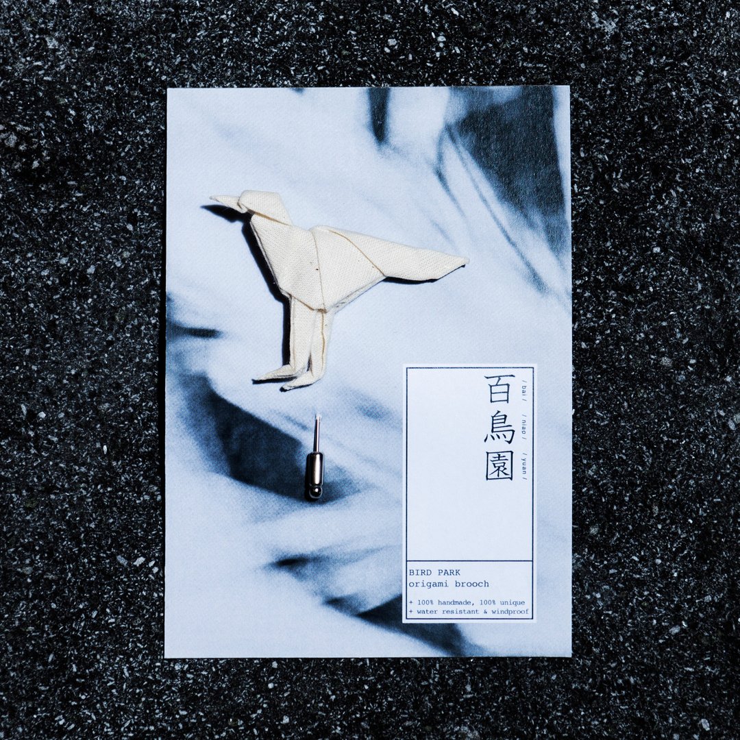\百鸟园/ 折纸胸针_喜鹊 - 胸针 - 其他材质 白色