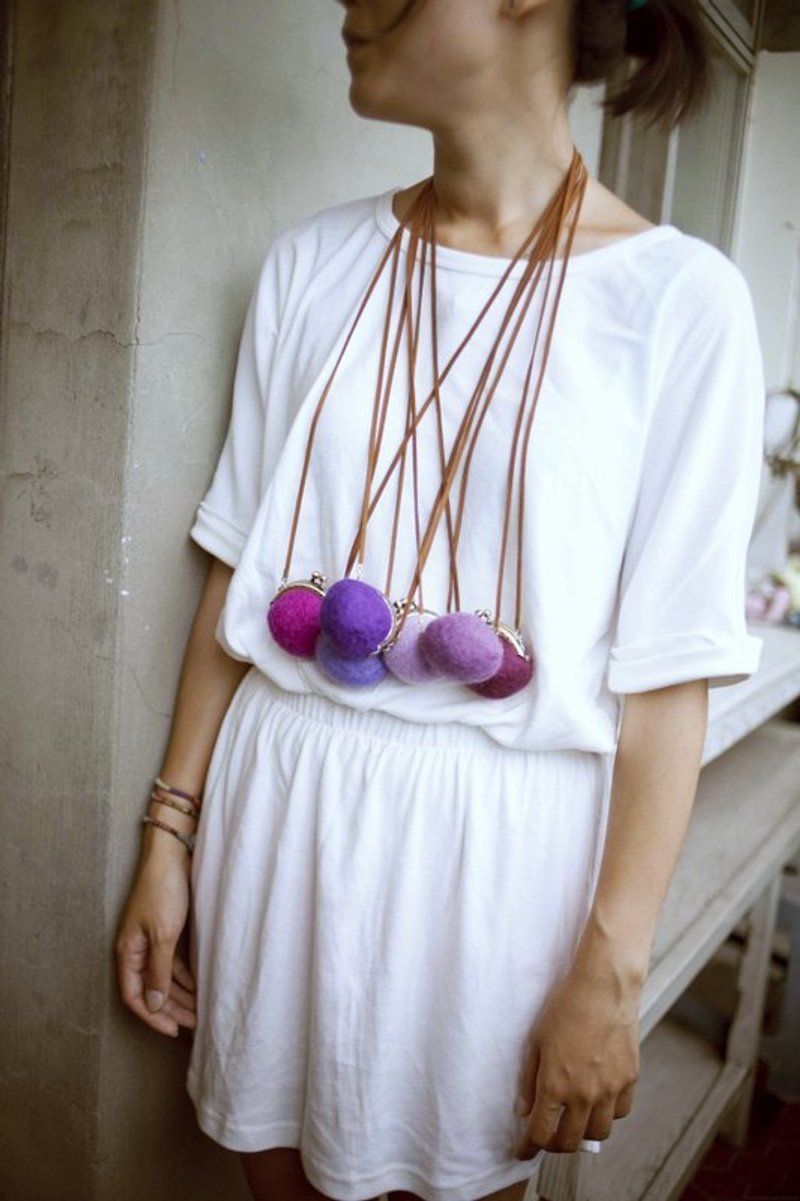 tiger milk 羊毛毡 小巧口金零钱包-紫色系 - 零钱包 - 羊毛 