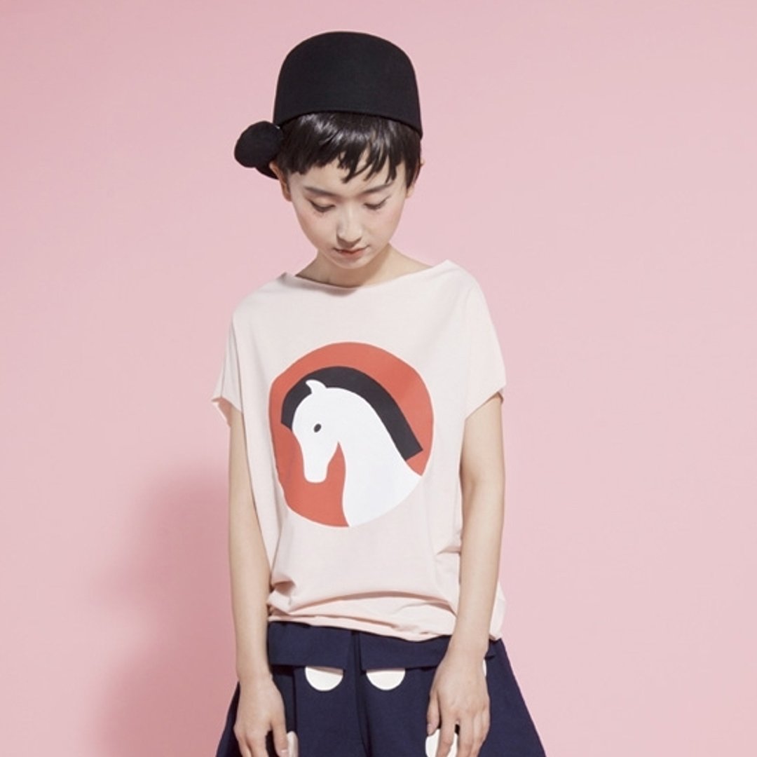可爱小马纯棉短袖T恤 T-shirt（两色可选） - 女装上衣 - 棉 粉红色