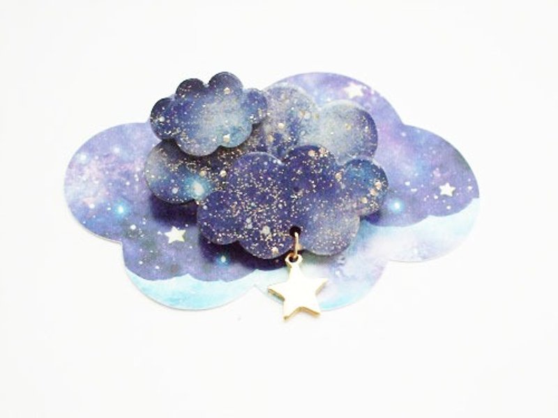 hoshizoraブローチ/wooden brooch hoshizora - 胸针 - 木头 蓝色