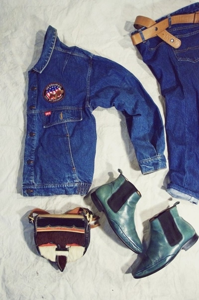 ~后菜园~二手古着英伦 BALLY 宝蓝色切尔西靴 (尺码43-44号可穿) VINTAGE/USED/MOD'S - 男款休闲鞋 - 真皮 蓝色