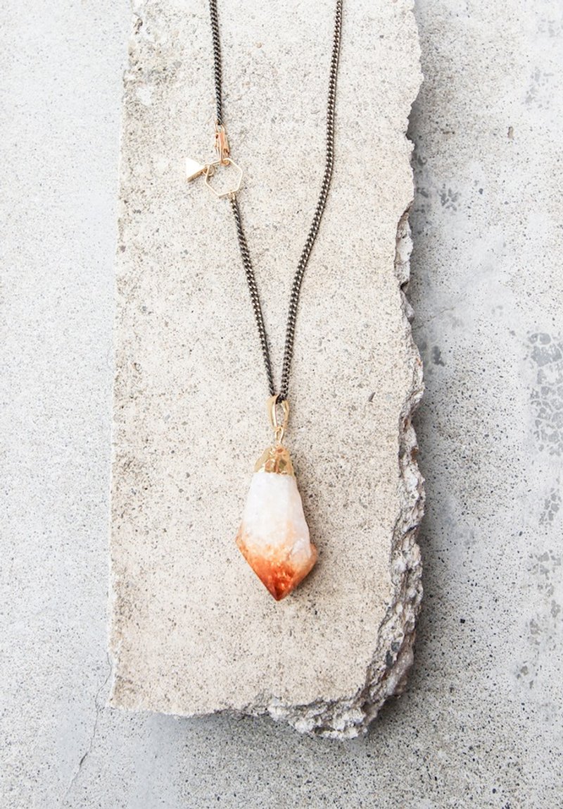 [原矿系]ELEMENTS 黄水晶裸矿项链-限量手工. 情人节礼物. 生日礼物. 天然石 - 项链 - 宝石 橘色