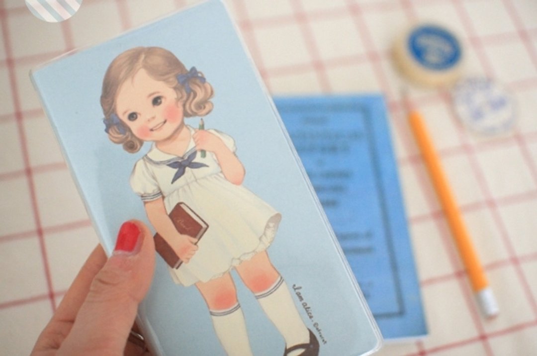 韩国【Afrocat】paper doll mate pocketbook.2〈Alice〉随身笔记本 可爱 手作 创意 - 笔记本/手帐 - 纸 蓝色