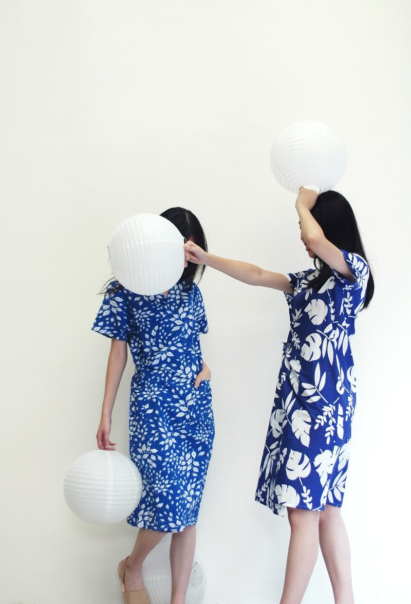 和风绑式热带林印花洋装 - 洋装/连衣裙 - 其他材质 