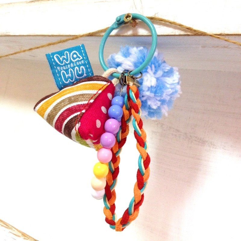 WaWu幸运粽吊饰钥匙圈 (桃点点) 订制款* - 钥匙链/钥匙包 - 棉．麻 红色