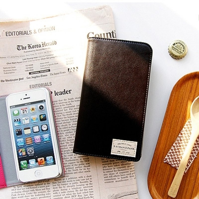 Dessin x Iconic-笔记本式手机皮套(Galaxy Note2)-棕色,ICO98081 - 手机壳/手机套 - 真皮 咖啡色
