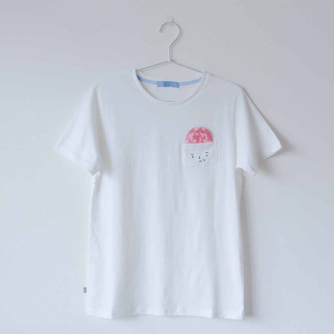 【瑕疵泛黄折扣品】不一定要带脑袋 / 正常T-shirt - 女装 T 恤 - 棉 白色