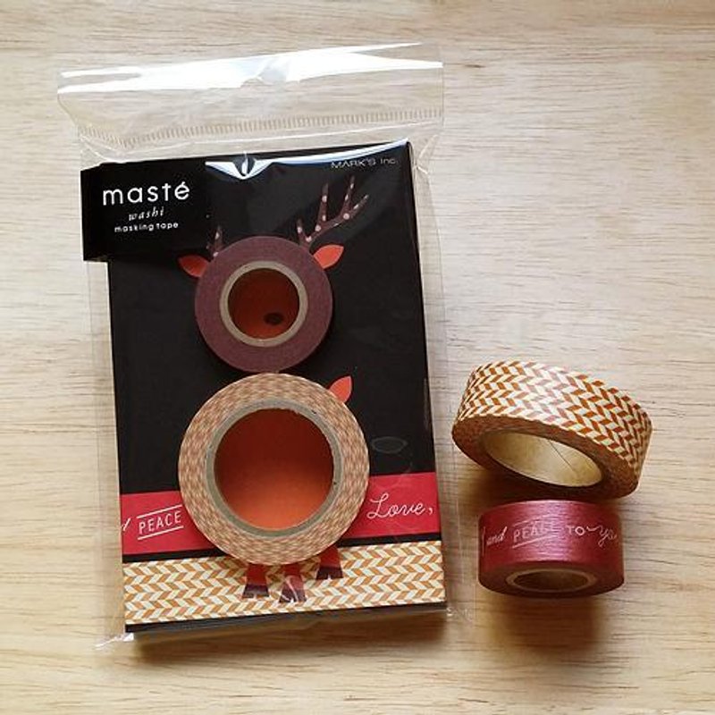 maste 和纸胶带 Winter Xmas【2入组-麋鹿 (MST-MKT35-B)】 - 纸胶带 - 纸 红色