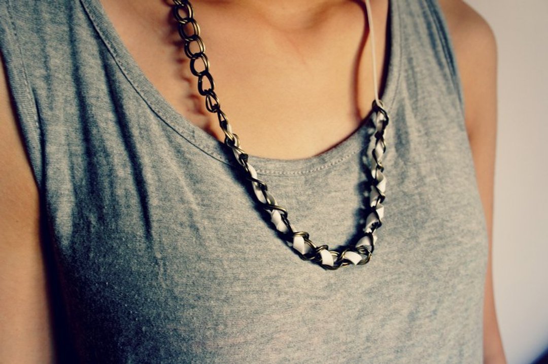 纸的结构编织螺旋款 原色项链 Spiral Necklaces （编织款/黄铜色/中性/男女皆宜/牛皮色-军绿色-灰色） - 项链 - 其他金属 金色