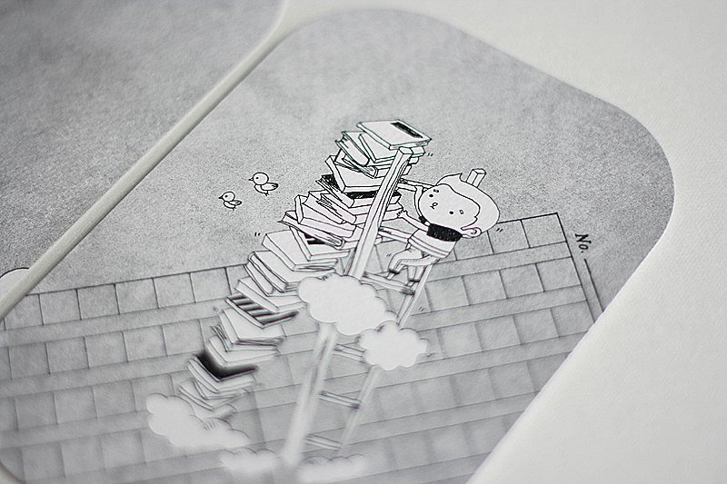 【黑白系∙大圆角明信片】堆了整叠整叠的书没看 - 卡片/明信片 - 纸 灰色