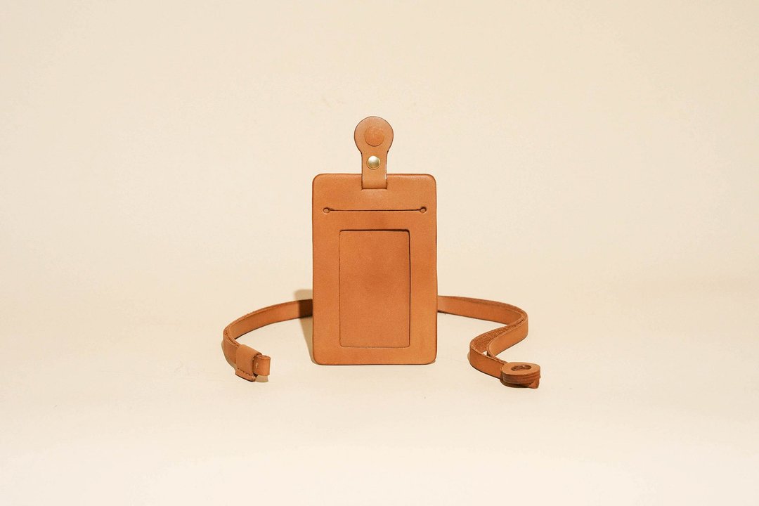 磁吸式证件夹 直 / 横 id holder with magnet (可定制化刻字) - 证件套/卡套 - 真皮 橘色