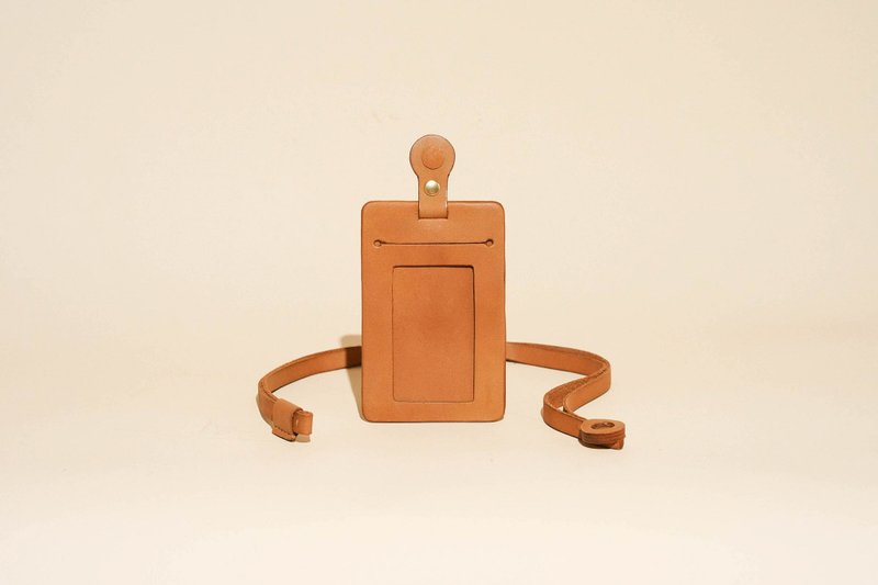 磁吸式证件夹 直 / 横 id holder with magnet (可定制化刻字) - 证件套/卡套 - 真皮 橘色